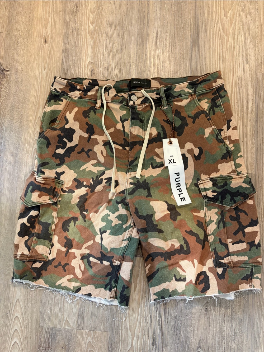 PURPLE Camouflage Cargo Shorts - Green/Brown Camo